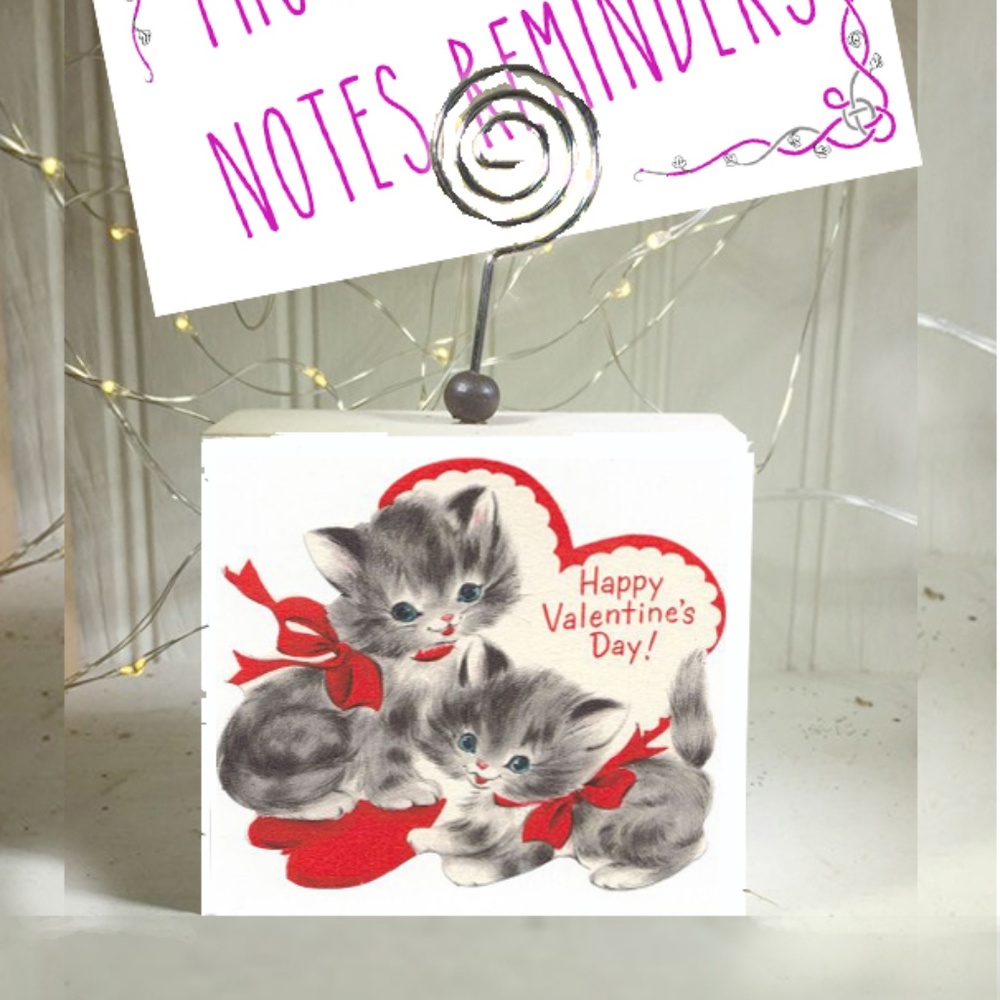 Photo holder vintage valentine kittens